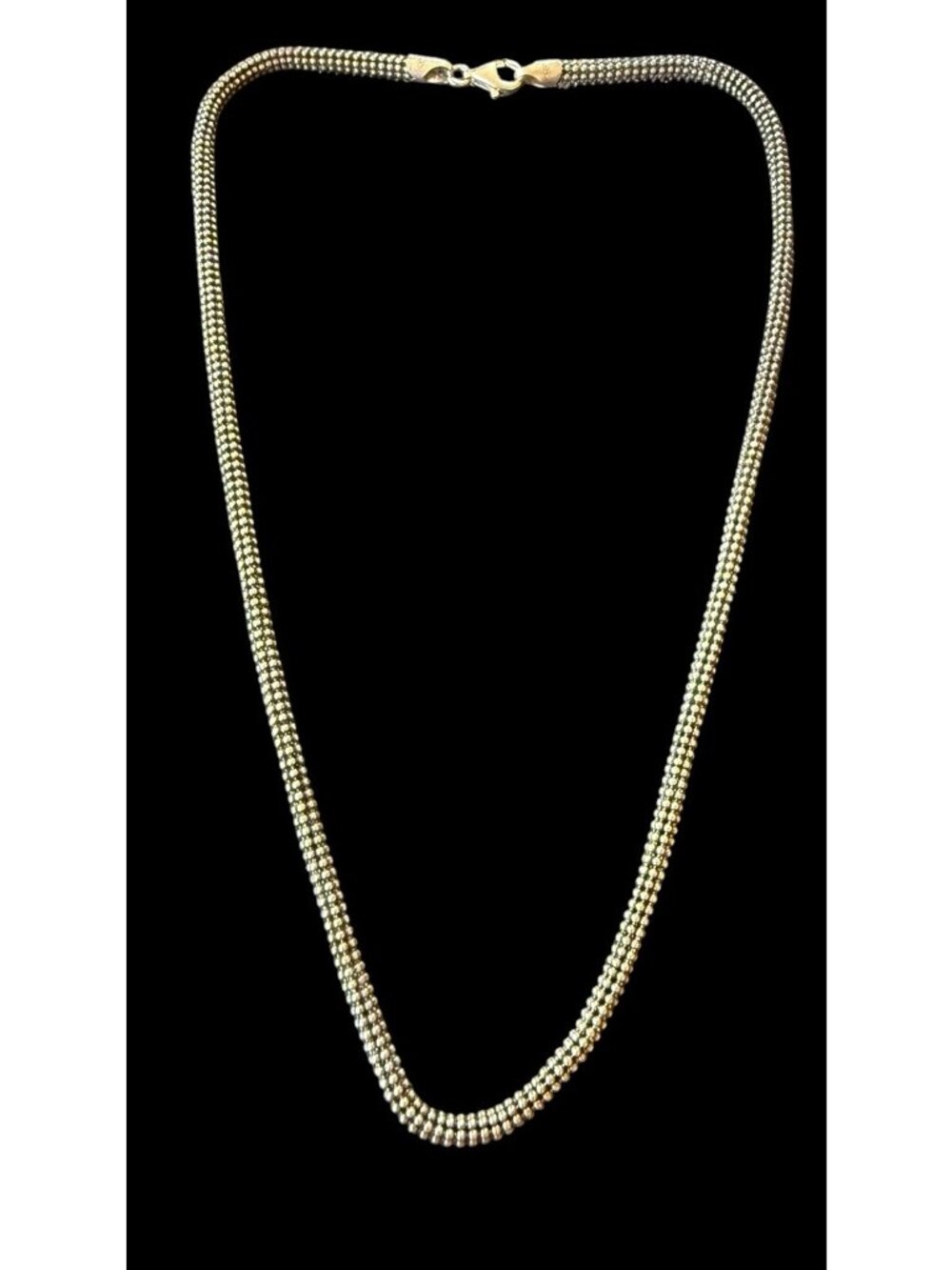 925 Italy Sterling Silver Woven Popcorn Mesh Chain Necklace 17" 3mm 11.8g